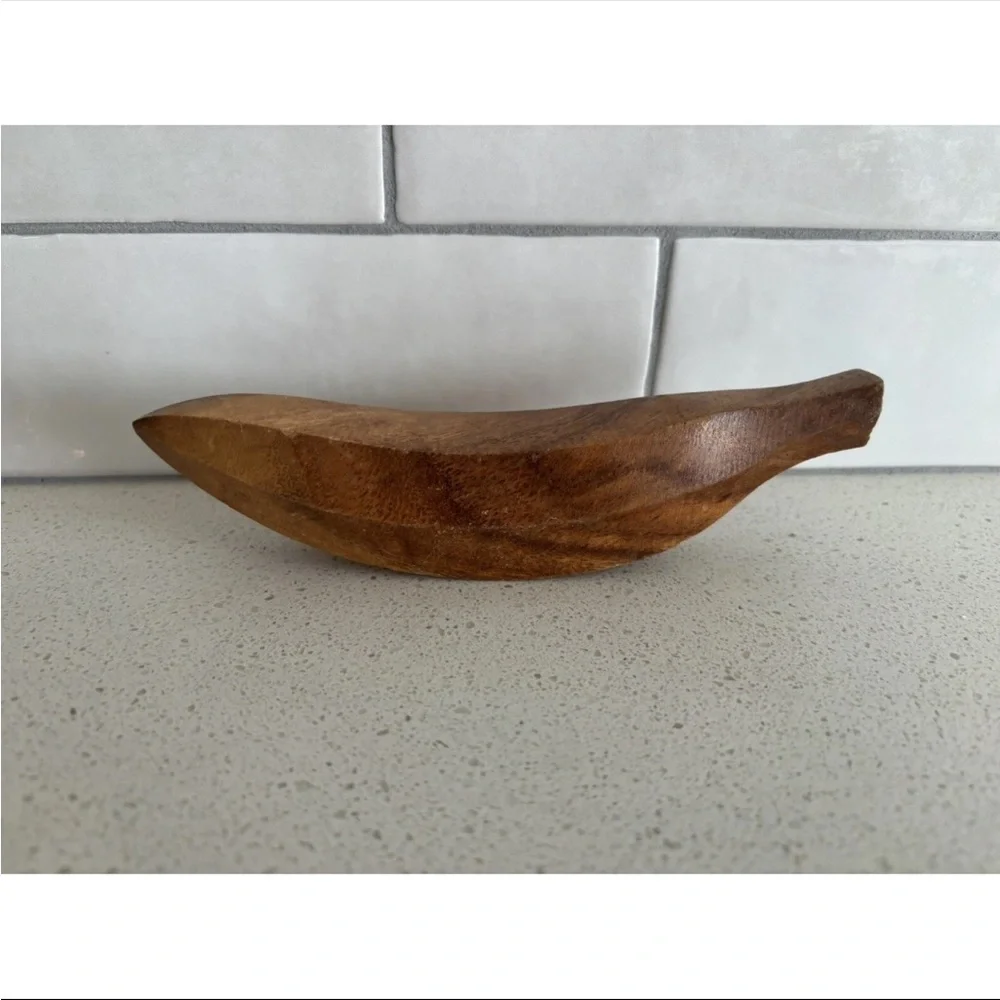 Vintage Hand Carved Wooden Fruit- 5 PIECE SET - Great Display Mid Century Modern